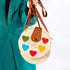 Charming Shoulder Bag with Colored Hearts and Flap Closure